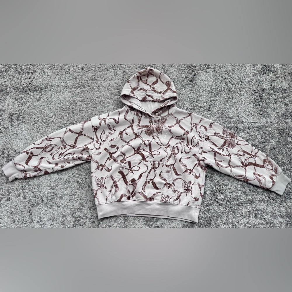 Jordan Brooklyn Fleece AOP Hoodie Girls 10/12 Ribbon Print